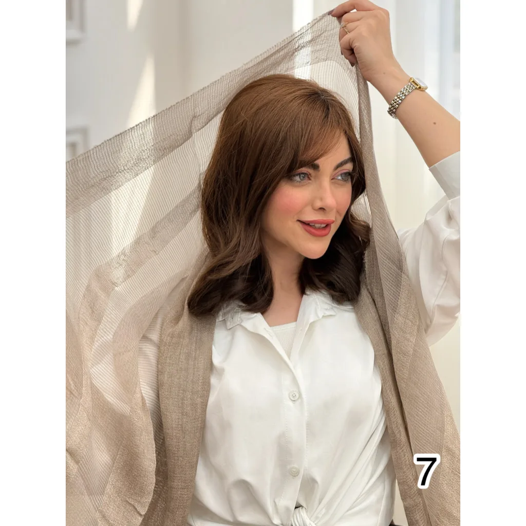 شال کنفی ساده حاشیه سه خط