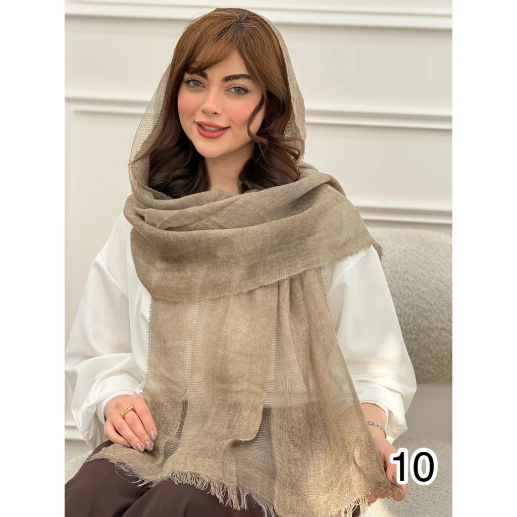 شال کنفی ساده حاشیه سه خط