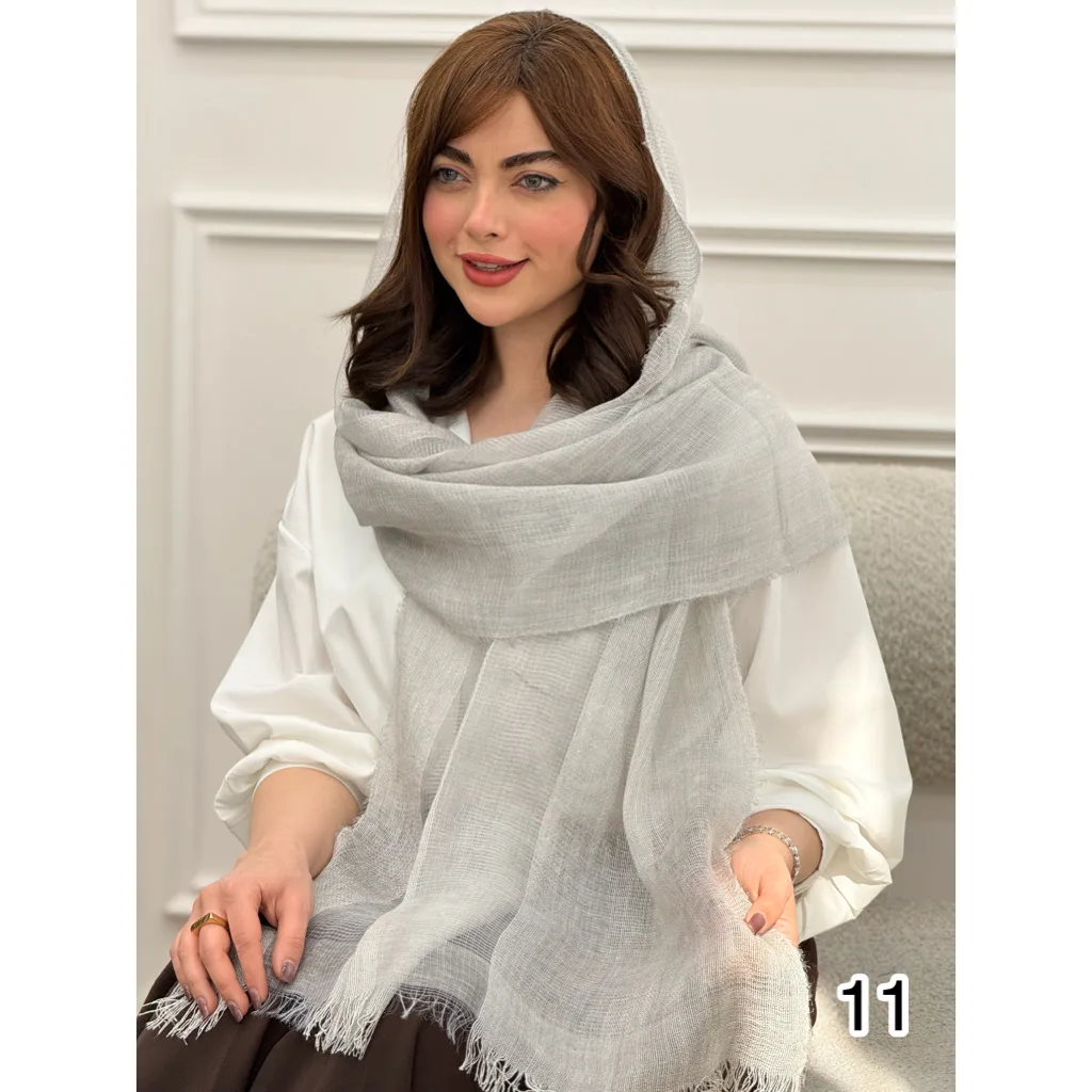 شال کنفی ساده حاشیه سه خط
