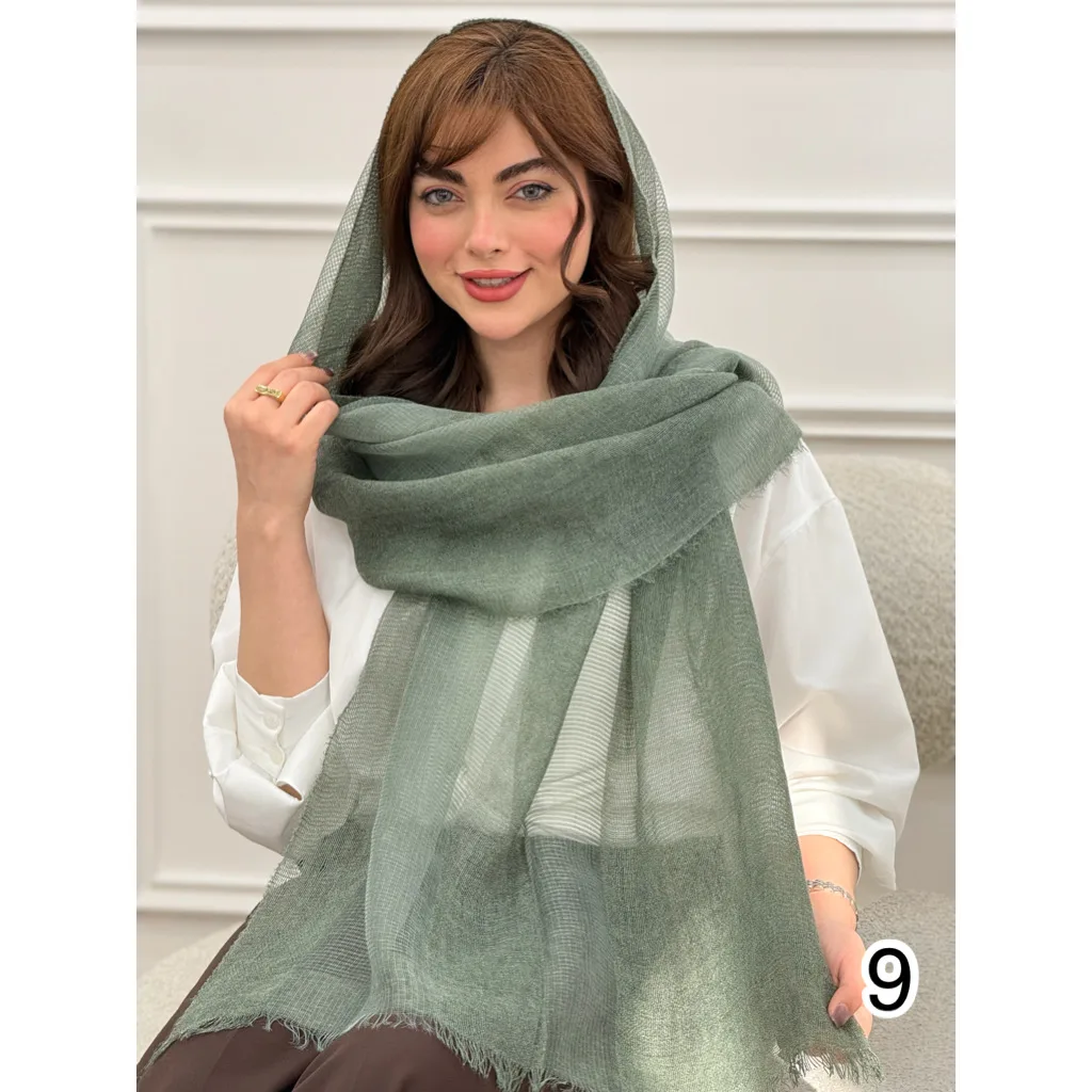 شال کنفی ساده حاشیه سه خط