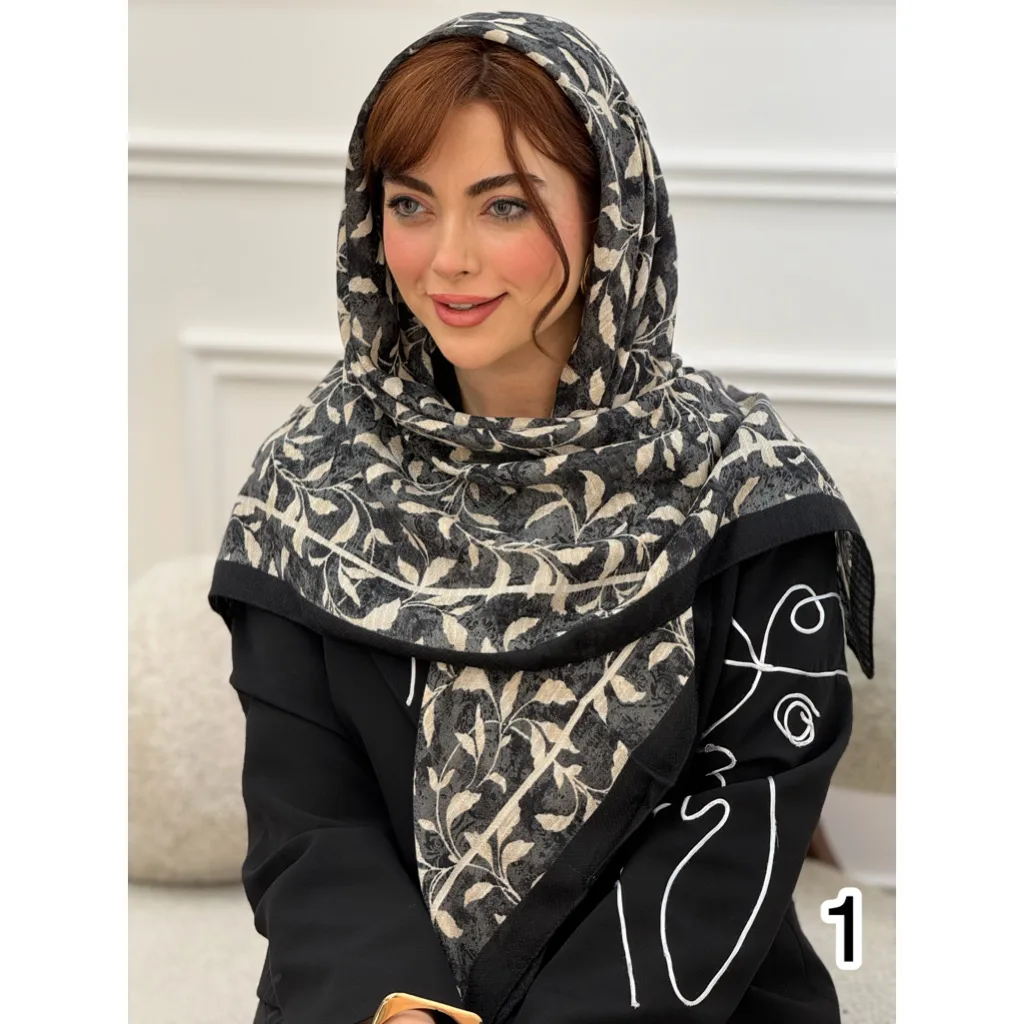 روسری نخی شاخه برگ