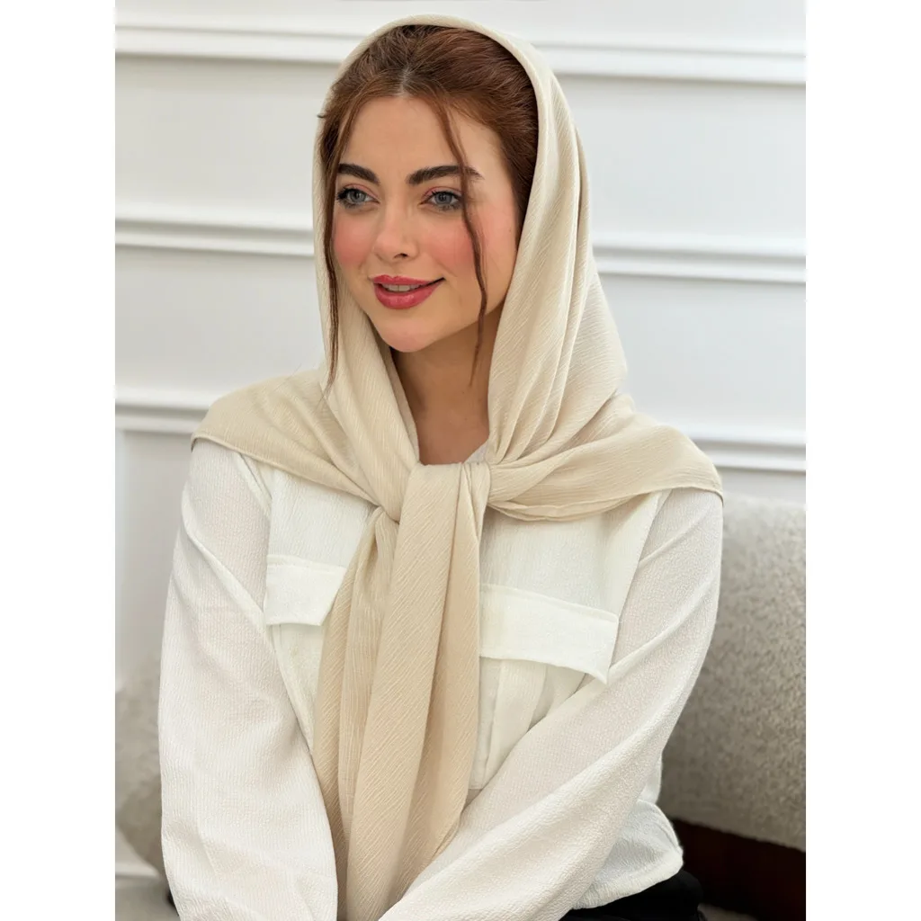 روسری نخی ساده درختی دوردوخت