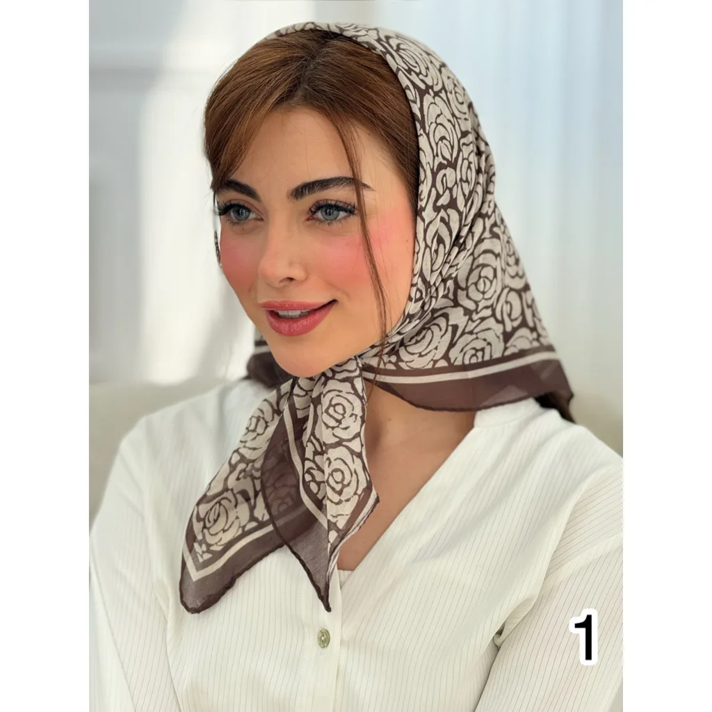 مینی اسکارف طرحبندی قهوه ایی