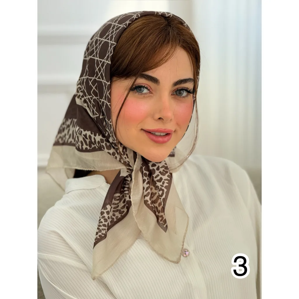 مینی اسکارف طرحبندی قهوه ایی