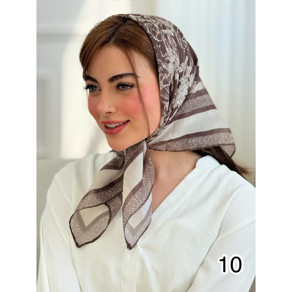 مینی اسکارف طرحبندی قهوه ایی