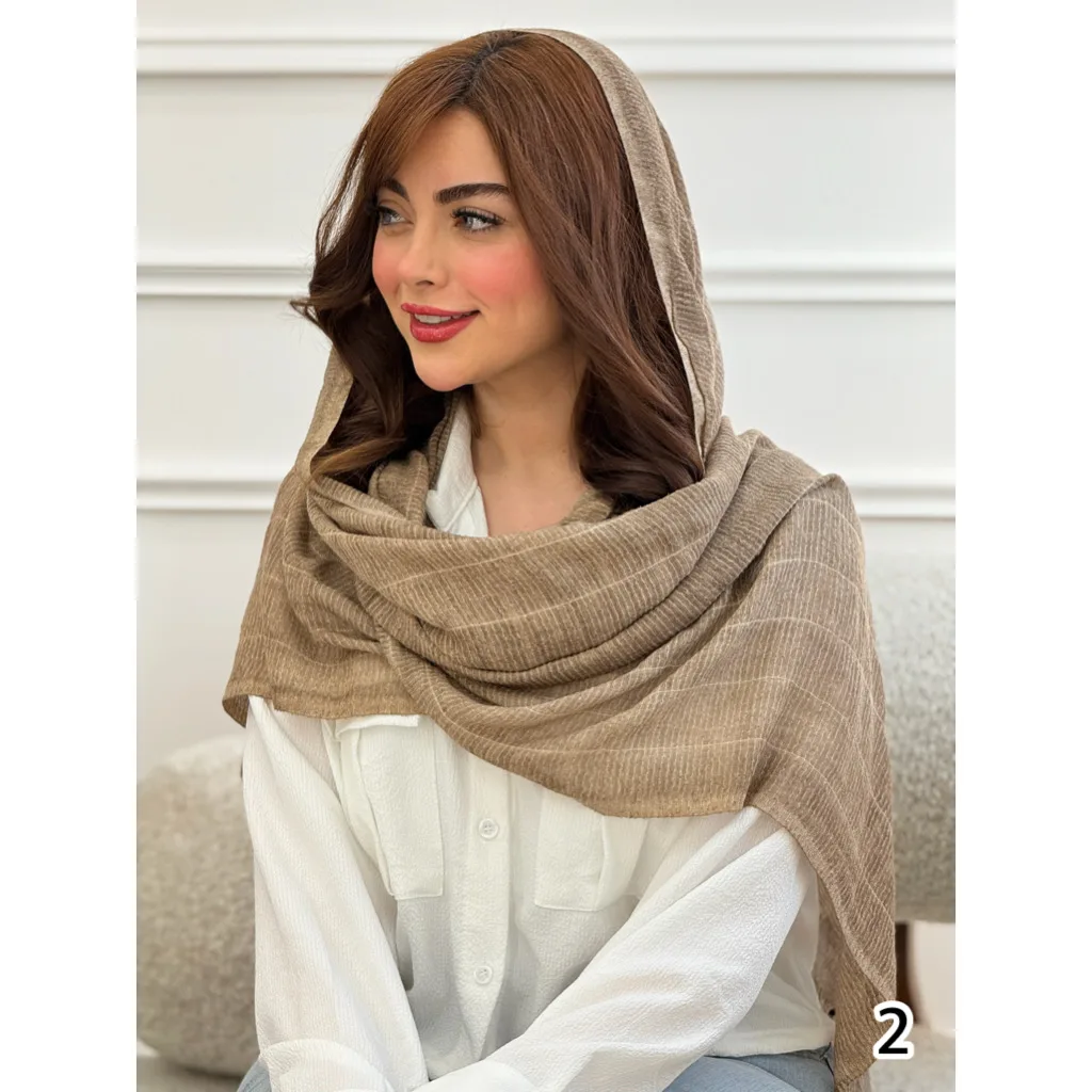 شال نخی کنفی راه راه کبریتی