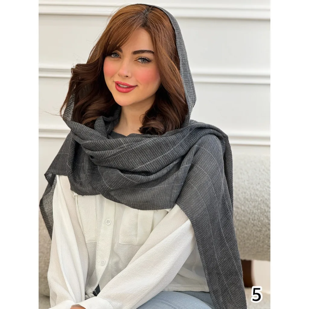 شال نخی کنفی راه راه کبریتی