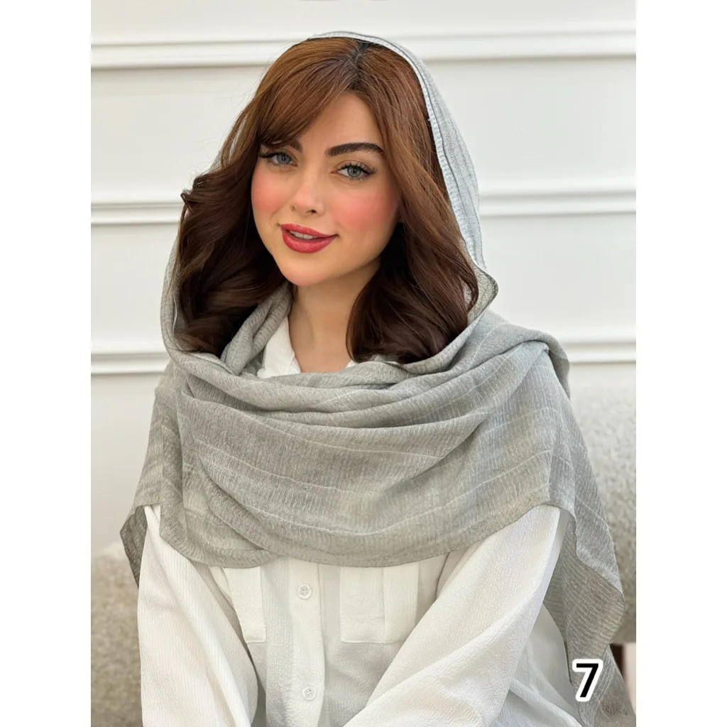 شال نخی کنفی راه راه کبریتی