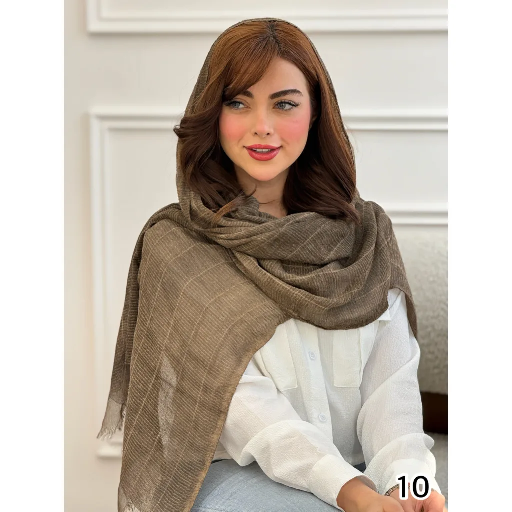 شال نخی کنفی راه راه کبریتی