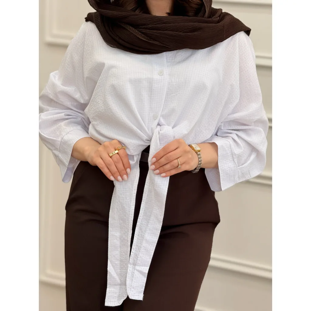 شومیز کراپ زنانه گره ای