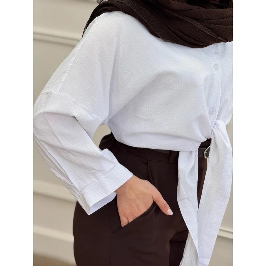 شومیز کراپ زنانه گره ای