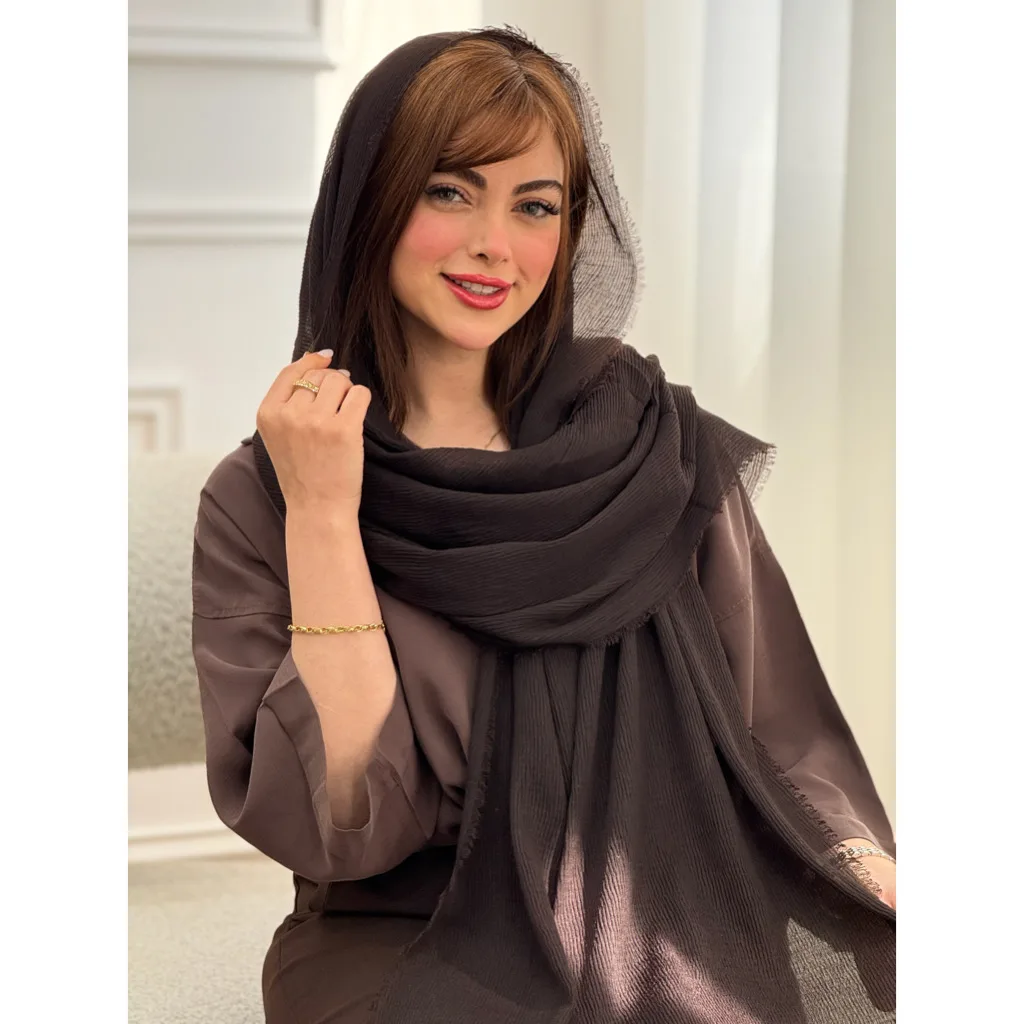 شال نخی پلیسه ساده دورریش