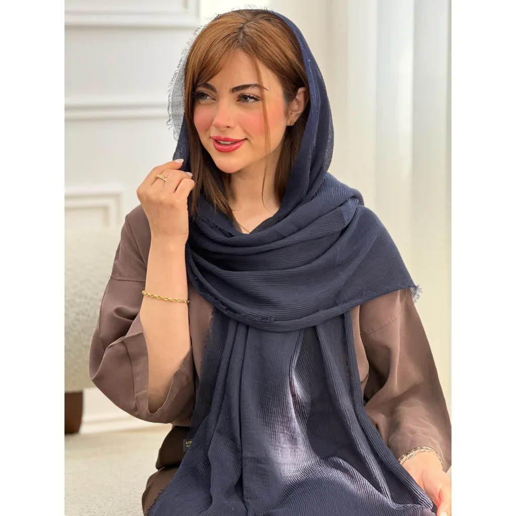 شال نخی پلیسه ساده دورریش