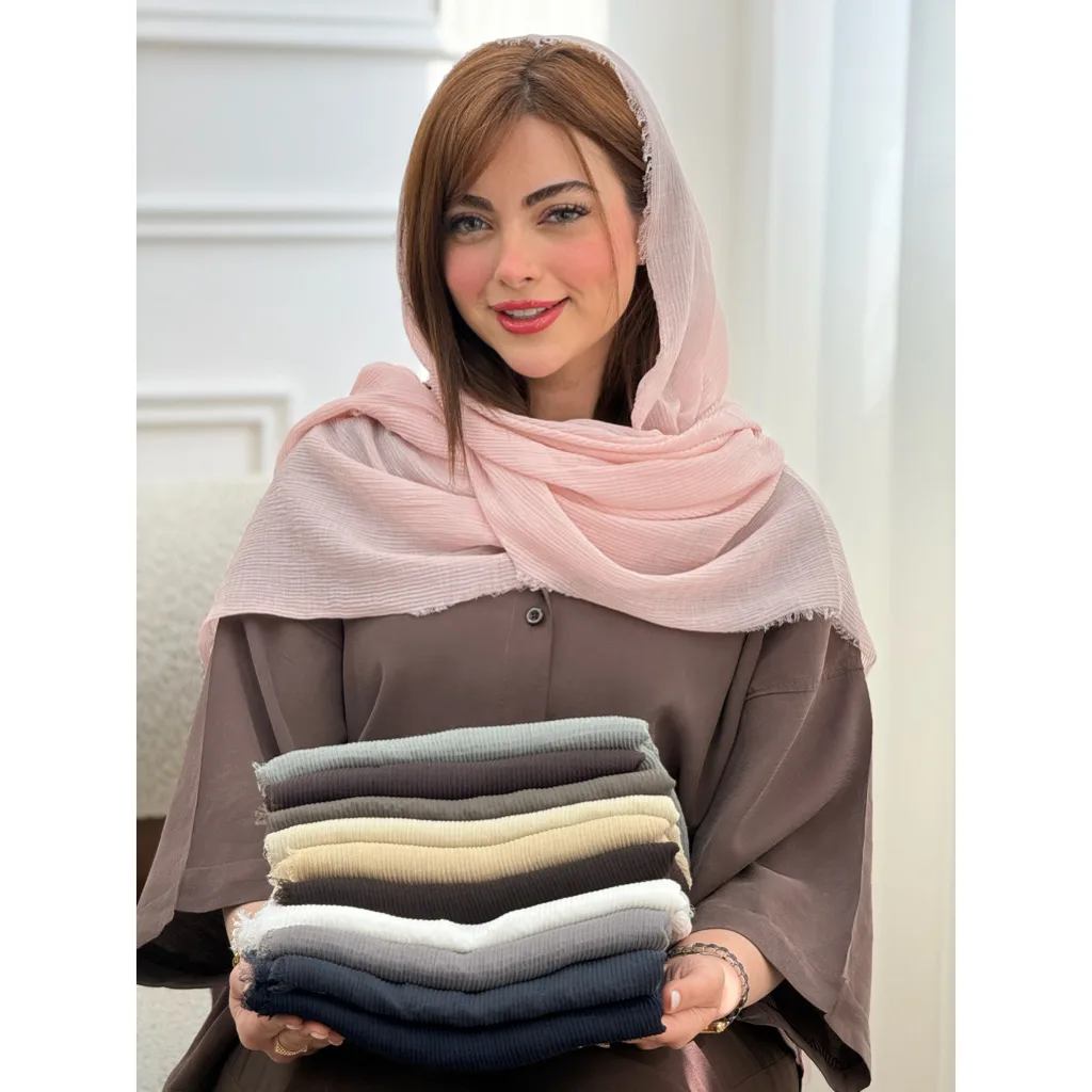 شال نخی پلیسه ساده دورریش