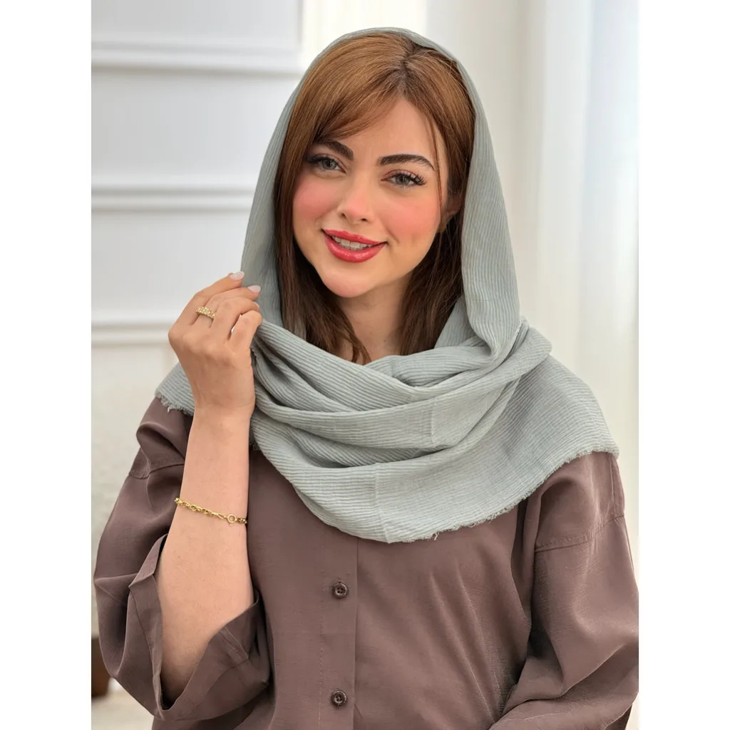 شال نخی پلیسه ساده دورریش