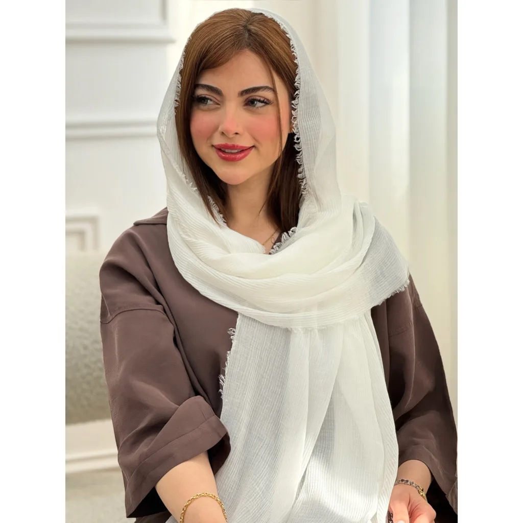 شال نخی پلیسه ساده دورریش