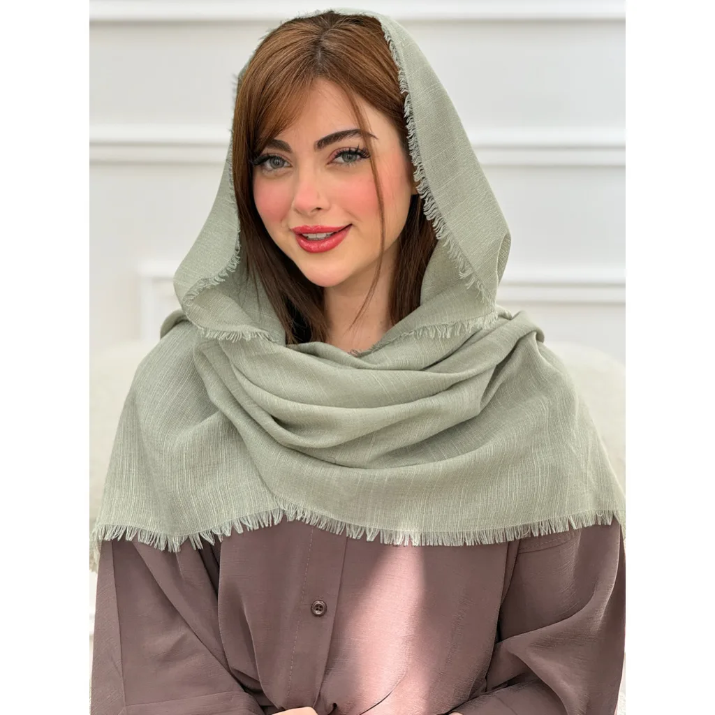شال نخی ساده حاشیه حصیری دورریش