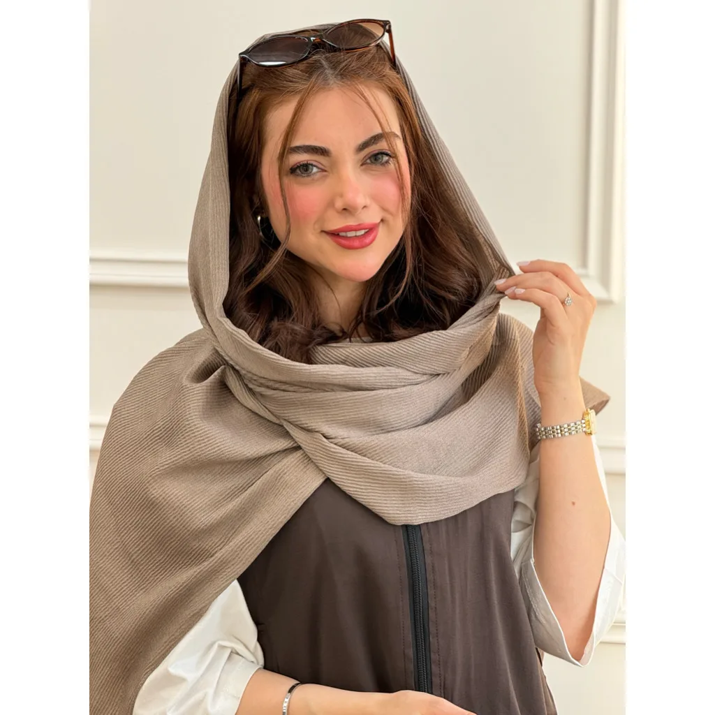 شال نخی پلیسه ساده لمه