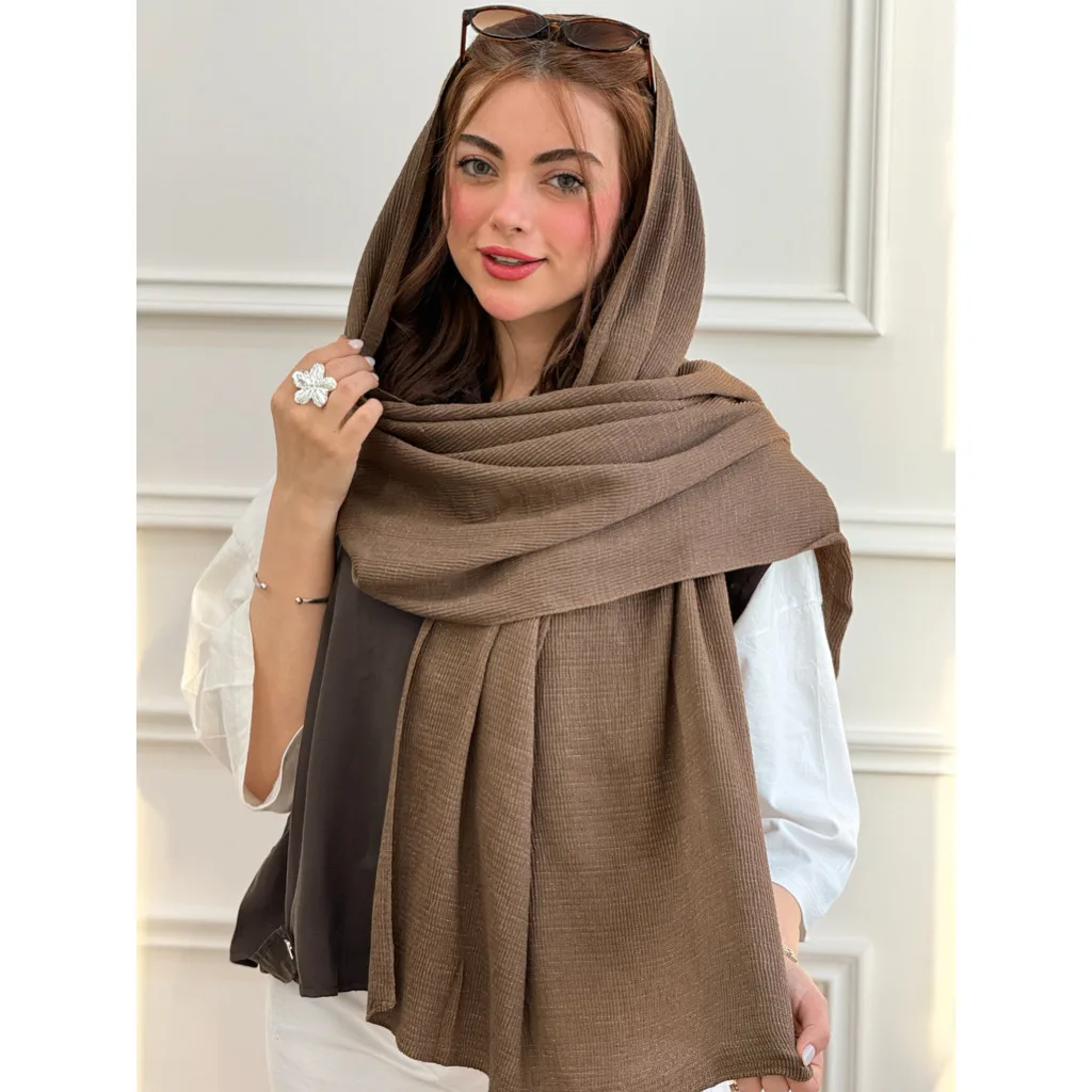 شال نخی پلیسه ساده لمه